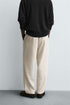 ZARA RELAXED FIT TROUSERS WITH A TEXTURED TEXTURE | LIGHT BEIGE