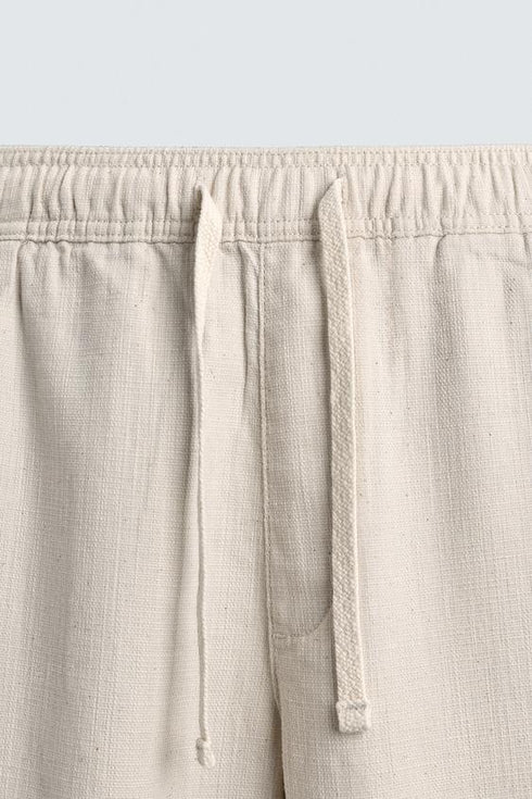 ZARA RELAXED FIT TROUSERS WITH A TEXTURED TEXTURE | LIGHT BEIGE