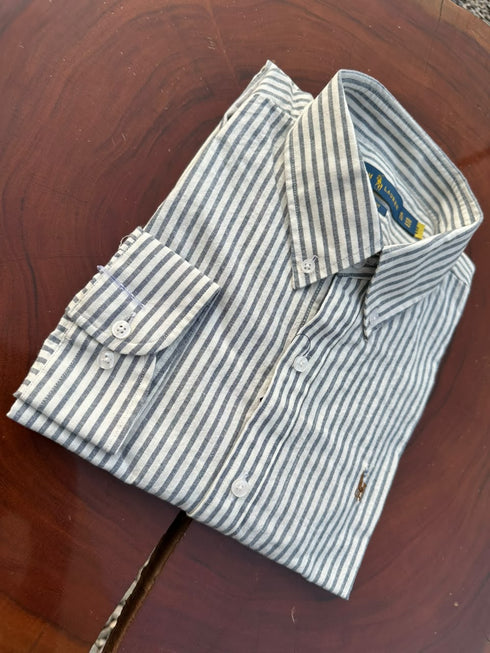 POLO RALPH LAUREN SLIM FIT COTTON LINEN SHIRT | WHITE