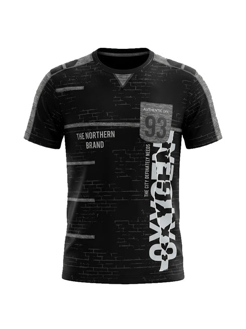 OXYGEN ACTIVE WEAR PREMIUM PRINTED T-SHIRT | BLACK