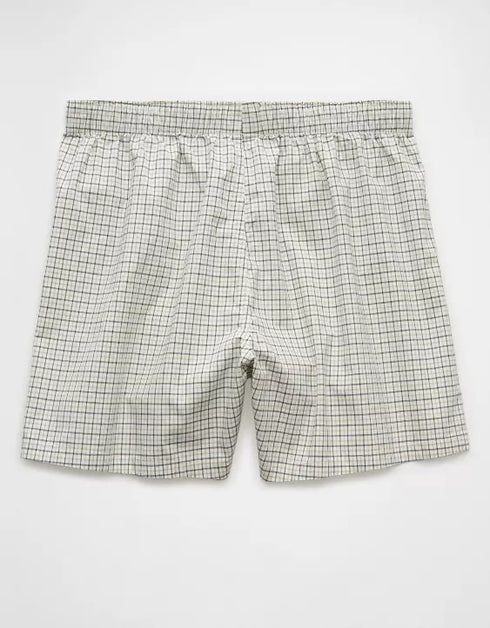 AMERICAN EAGLE MEN'S PLAID STRETCH BOXER SHORT | WHITE