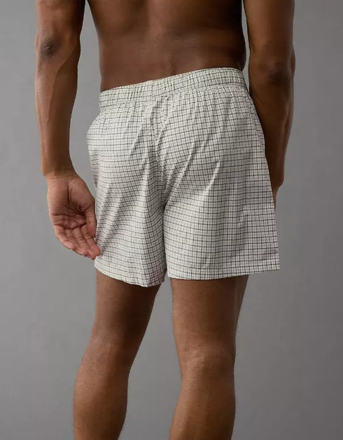AMERICAN EAGLE MEN'S PLAID STRETCH BOXER SHORT | WHITE