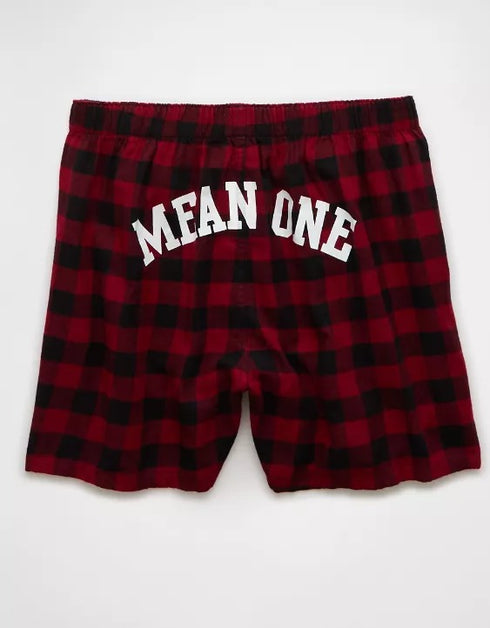 AMERICAN EAGLE MEN'S PLAID GRINCH POCKET BOXER SHORT | RED
