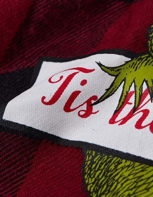 AMERICAN EAGLE MEN'S PLAID GRINCH POCKET BOXER SHORT | RED