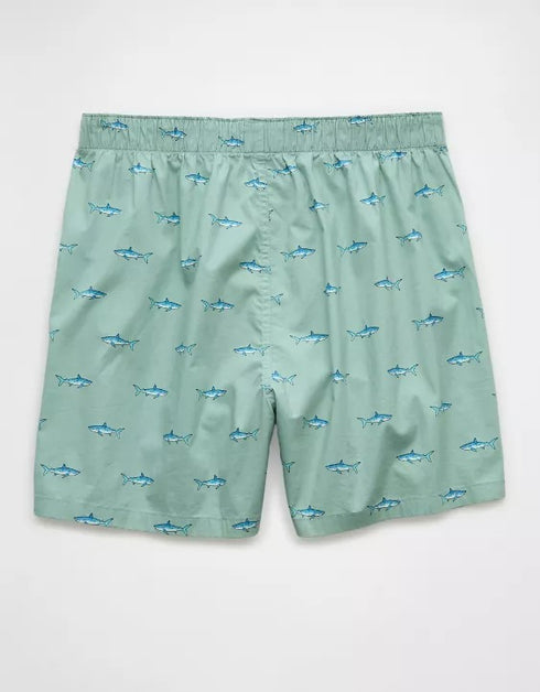AMERICAN EAGLE MEN'S SHARKS STRETCH BOXER SHORT | LIGHT GREEN