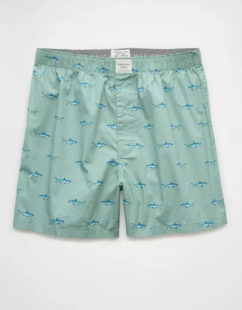 AMERICAN EAGLE MEN'S SHARKS STRETCH BOXER SHORT | LIGHT GREEN