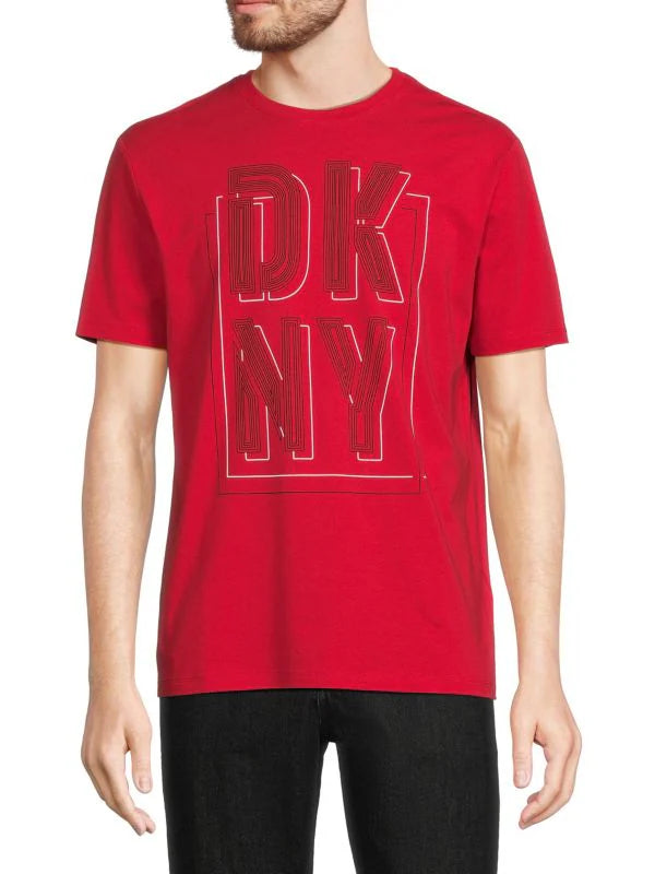 DONNA KARAN NEW YORK MEN'S DKNY BARKER LOGO TEE SHIRT | RED