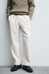 ZARA RELAXED FIT TROUSERS WITH A TEXTURED TEXTURE | OFF WHITE