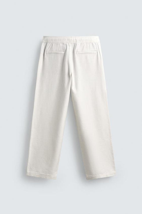 ZARA RELAXED FIT TROUSERS WITH A TEXTURED TEXTURE | OFF WHITE