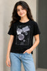 ALL BASICS BLACK GRAPHIC PRINT CREW NECK T-SHIRT GIRLS