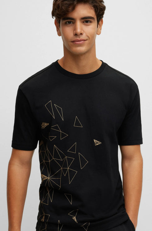 HUGO BOSS REGULAR FIT T-SHIRT IN COTTON - TEEGO | BLACK