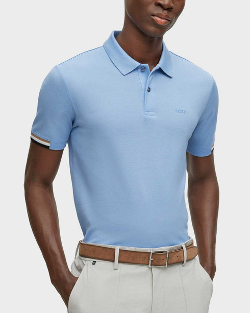 HUGO BOSS REGULAR-FIT POLO SHIRT WITH EMBROIDERED LOGO | SKY BLUE