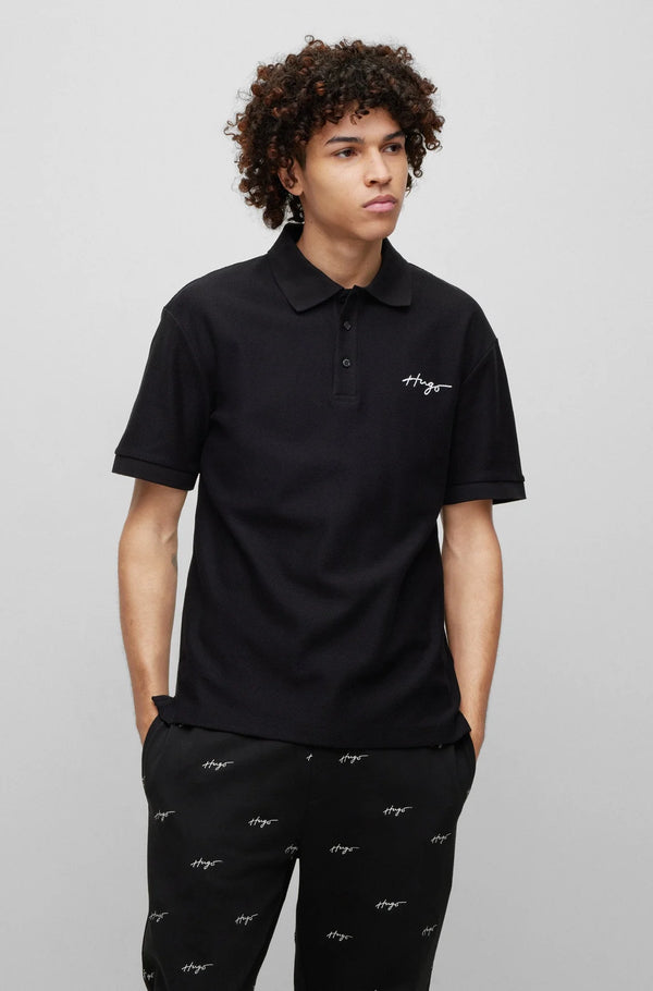 HUGO BOSS REGULAR FIT POLOS IN COTTON - DAIPO | BLACK