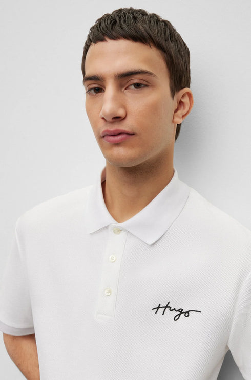 HUGO BOSS REGULAR FIT POLOS IN COTTON - DAIPO | WHITE