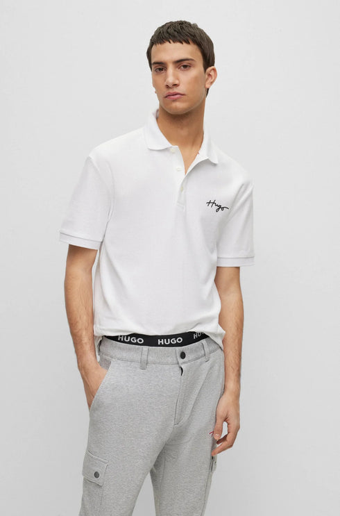 HUGO BOSS REGULAR FIT POLOS IN COTTON - DAIPO | WHITE