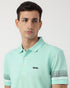 HUGO BOSS LOGOS COTTON PIQUE JACUARD POLO SHIRT | PALE BLUE