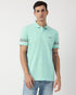 HUGO BOSS LOGOS COTTON PIQUE JACUARD POLO SHIRT | PALE BLUE