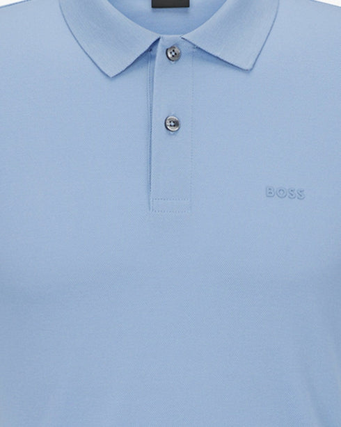 HUGO BOSS REGULAR-FIT POLO SHIRT WITH EMBROIDERED LOGO | SKY BLUE