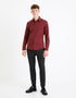 CELIO SLIM STRETCH COTTON SHIRT | BURGUNDY