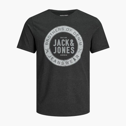JACK & JONES MEN’S PREMIUM GRAPHIC LOGO T-SHIRT – DARK GREY