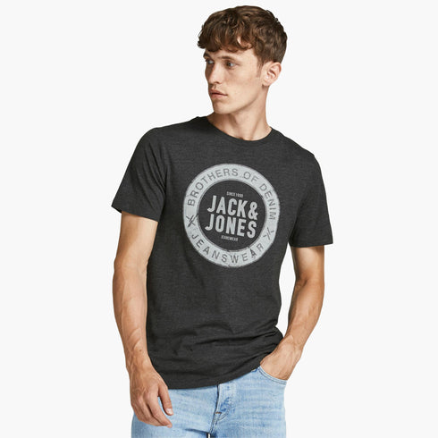 JACK & JONES MEN’S PREMIUM GRAPHIC LOGO T-SHIRT – DARK GREY