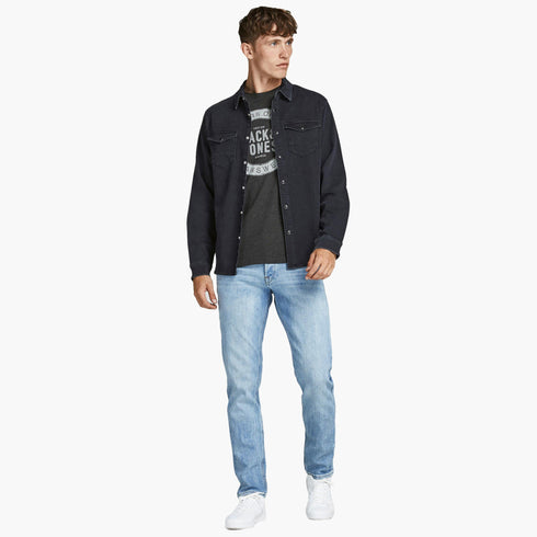 JACK & JONES MEN’S PREMIUM GRAPHIC LOGO T-SHIRT – DARK GREY