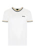 HUGO BOSS X MATTEO BERRETTINI LOGO CREW-NECK T-SHIRT WITH SIGNATURE STRIPES | WHITE