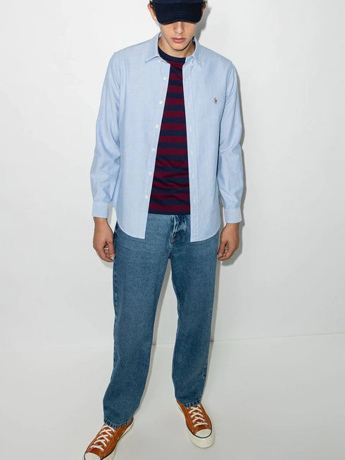Ralph Lauren Regular Fit Shirt Sky Blue Close-up - Denimish Pakistan