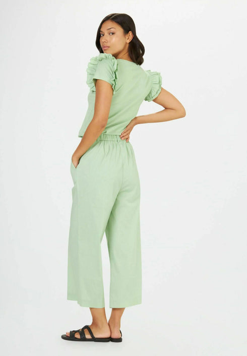 CONBIPEL WITH RUFFLES - BASIC T- SHIRT | LIGHT GREEN