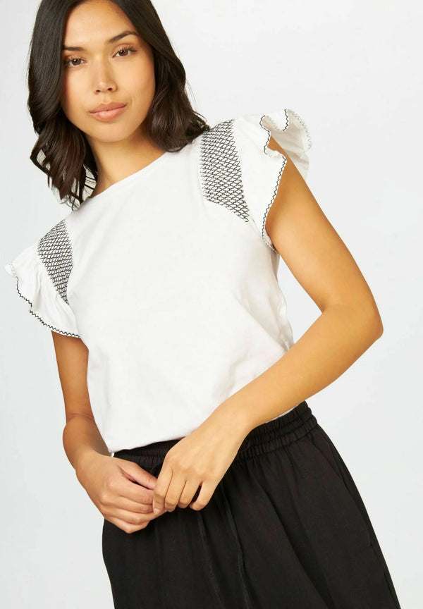 CONBIPEL SMOCK STICH - PRINT T- SHIRT | WHITE