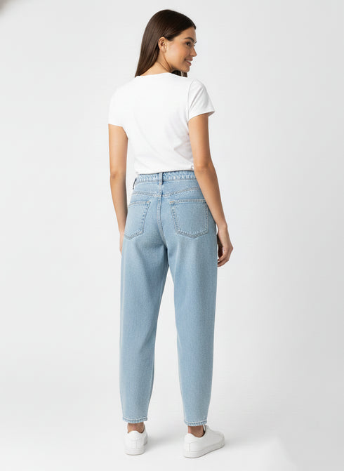 WOMEN’S BALLOON FIT HIGH WAIST DENIM JEAN - LIGHT BLUE