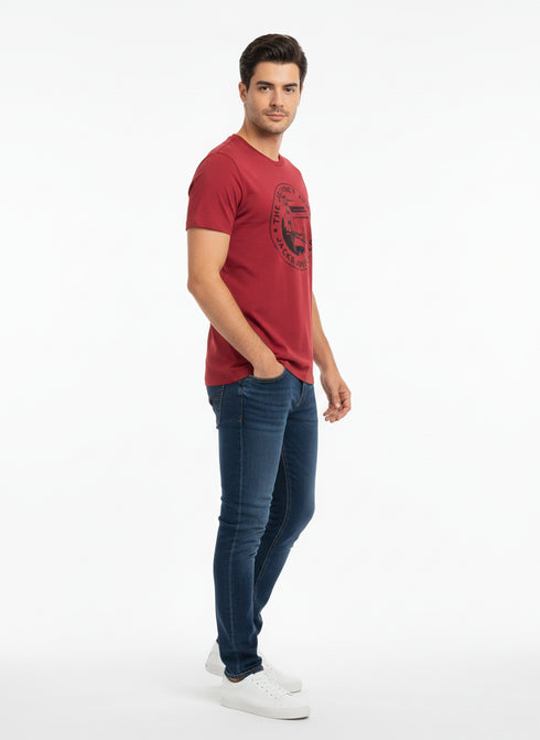 JACK & JONES MEN’S GRAPHIC CREW NECK T-SHIRT | RED