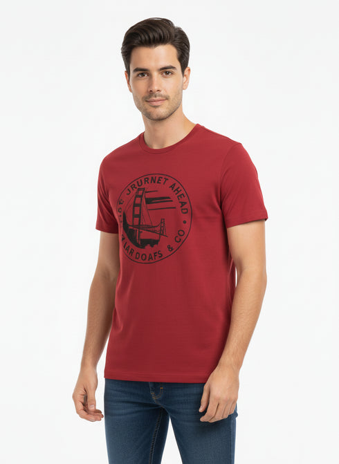 JACK & JONES MEN’S GRAPHIC CREW NECK T-SHIRT | RED