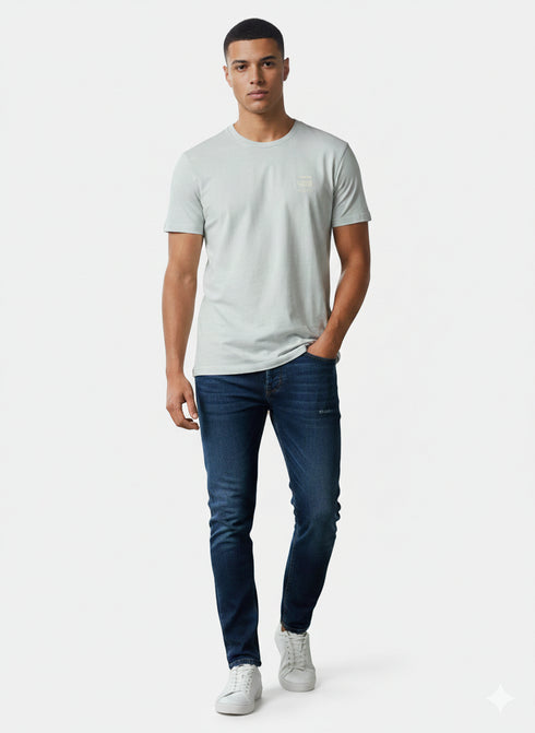 G-STAR RAW MEN'S PREMIUM COTTON CREW NECK T-SHIRT | LIGHT GREY