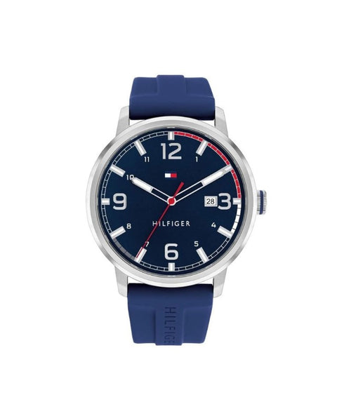 TOMMY HILFIGER MEN'S BLUE DIAL BLUE SILICONE WATCH