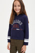LE PRINTEMPS DEFACTO HOODED SWEATSHIRT PRINTED GILR | NAVY BLUE