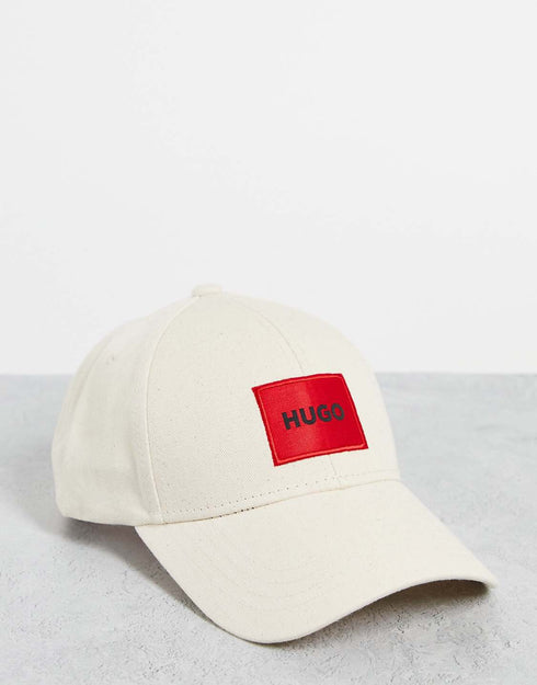 HUGO BOSS COTTON-TWILL CAP WITH RED LOGO LABEL | LIGHT BEIGE