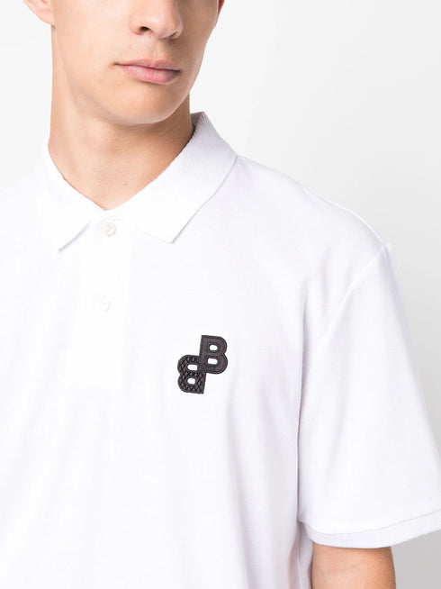 HUGO BOSS PARLAY POLO SHIRT WITH EMBROIDERED LOGO | WHITE