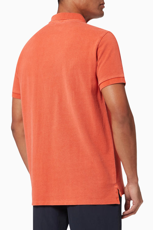 POLO RALPH LAUREN THE ICONIC CUSTOM SLIM FIT MESH POLO | COLLEGE ORANGE