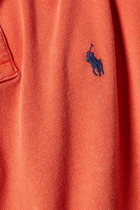 POLO RALPH LAUREN THE ICONIC CUSTOM SLIM FIT MESH POLO | COLLEGE ORANGE