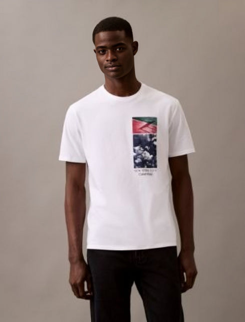 CALVIN KLEIN CLOUD GRAPHIC CLASSIC CREWNECK T-SHIRT | WHITE
