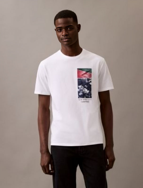 CALVIN KLEIN CLOUD GRAPHIC CLASSIC CREWNECK T-SHIRT | WHITE
