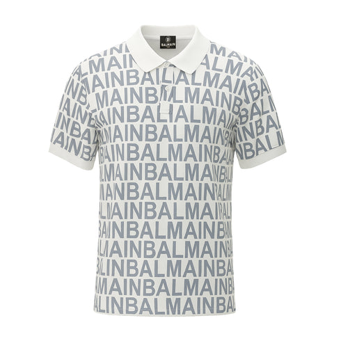 BALMAIN PARIS PREMIUM MEN'S PRINTED POLO SHIRT | WHITE