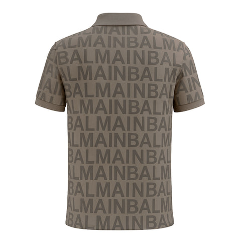 BALMAIN PARIS PREMIUM MEN'S PRINTED POLO SHIRT | BROWN