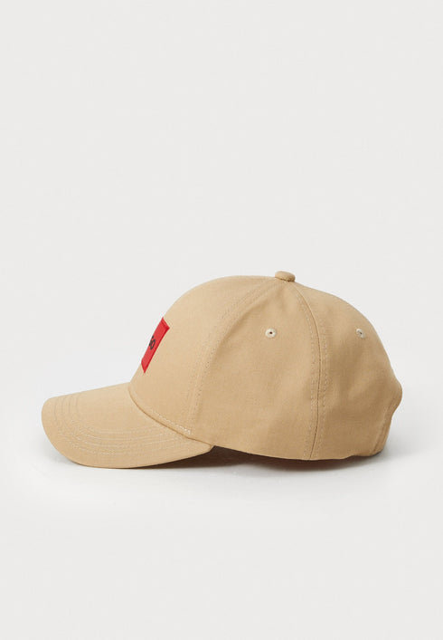 HUGO BOSS COTTON-TWILL CAP WITH RED LOGO LABEL | BEIGE
