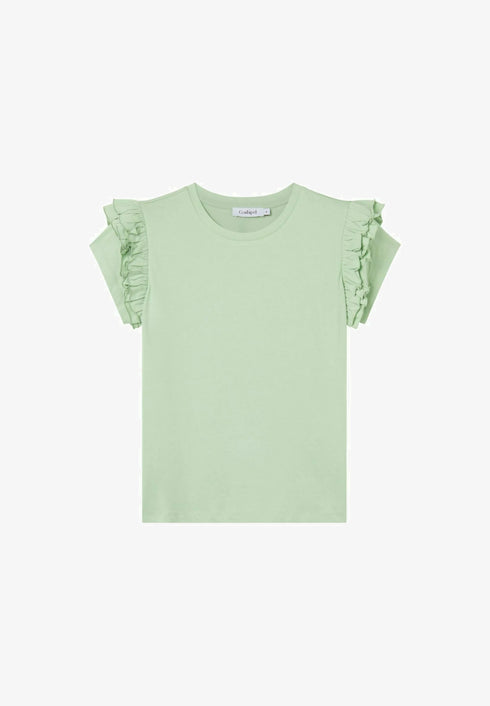 CONBIPEL WITH RUFFLES - BASIC T- SHIRT | LIGHT GREEN