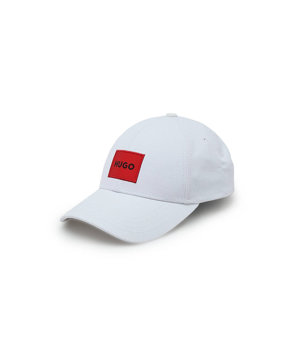 HUGO BOSS COTTON-TWILL CAP WITH RED LOGO LABEL | WHITE