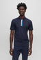 HUGO BOSS MERCERISED-COTTON POLO SHIRT WITH CONTRAST LOGO | NAVY