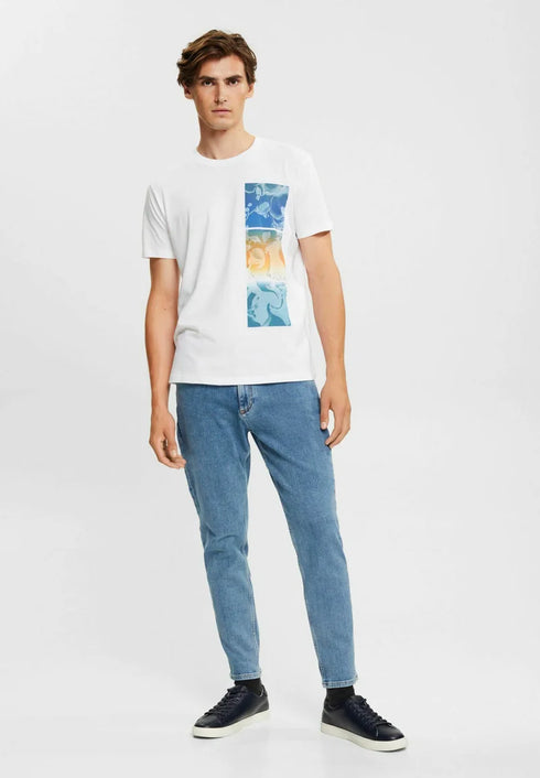 ESPRIT MEN T-SHIRT PRINT REGULER | WHITE