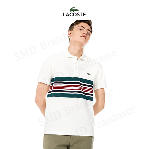 LACOSTE MEN SLIM SHORT SLEEVE EMBROIDERED LOGO SHIRT | WHITE
